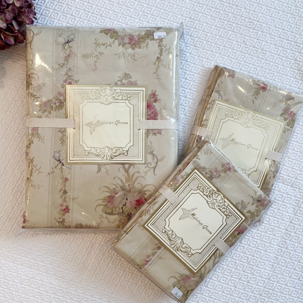 NWT Malabar Grove Floral Petite Rose Full Queen Duvet and Pillow Shams